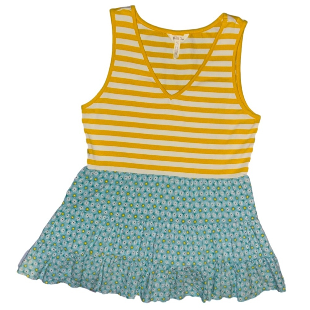 Matilda Jane Yellow Striped and Blue Floral Blouse